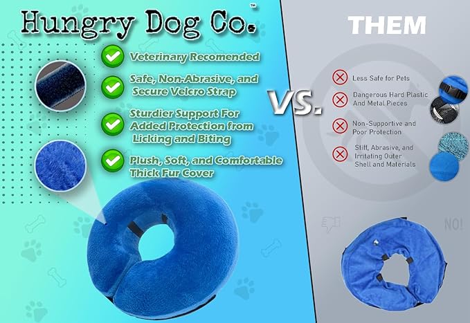 Hungry Dog Co.- Premium Inflatable Dog Collar for Dogs and Cats - Helps in Pet Recovery - Comfortable and Safe for Your Pet - Soft E-Collar – Dark Grey, Small (5”- 8” Neck)