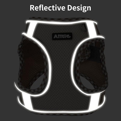 AIITLE XXS Dog Harness & Leash Set - Breathable Reflective No-Choke Small Dog Harness for Teacup Puppies, Indoor/Outdoor Use - Boston Terrier, Maltese, Chihuahua(Black, XXS)