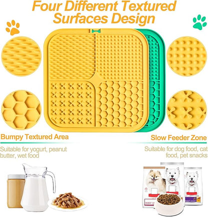 LUKITO Premium Silicone Licking Mat for Dogs & Cats, 77 Suction Cups, Slow Feeder, Boredom Reducer, Anxiety Relief, Dishwasher Safe, Food Grade