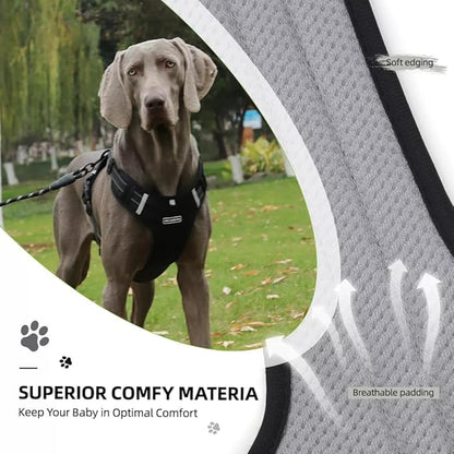 Dog Harness No Pull Adjustable Reflective,for Medium and Large Small Dog with Leash 59.06in (Black, M)