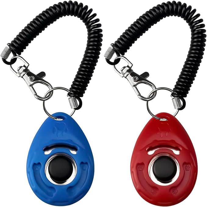 Dog Clicker for Training with Wrist Strap, Training Clicker for Puppy, Cat, Potty, Bird, Horse, Pet, Dog Clicker Trainer Training Tools, Behavior Aids, 2 Pack Black and White