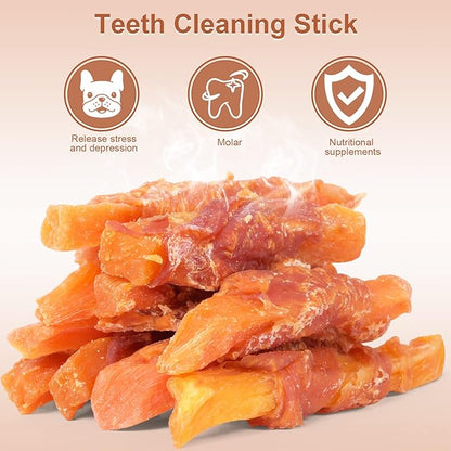 Soft Dog Treats Chicken Sweet Potato Sticks Puppy Easy to Digest Training Snacks Chicken Wrapped Sweet Potato 0.5lb/227g