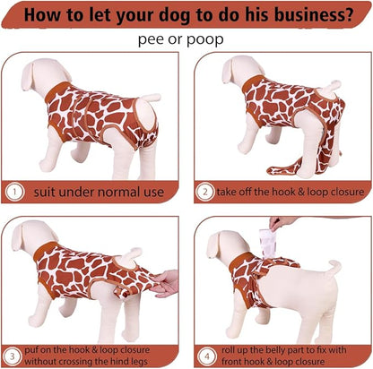PetWarm Dog Recovery Suit After Surgery, Dog Surgery Suit, Protective Onesie for Male and Female Dogs, Spay Neuter Bodysuit for Sensitive Areas, Leopard Pattern, Brown, XS