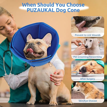 Dog Cone Collar - Soft Elizabethan Collar for Dogs After Surgery, Comfy Cone for Dogs to Stop Licking, Adjustable Dog Cone Alternative for Wound Healing (Navy XL)