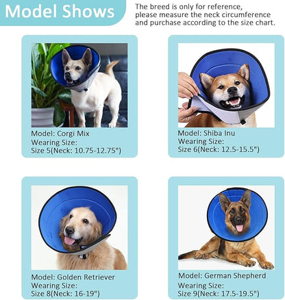 Dog Cone for Small, Medium, and Large Dogs and Cats, Soft Cone for Dogs After Surgery, Lightweight Leathaire Recovery Cone Collar to Stop Licking and Scratching (Black, 3(Neck:7.75-9.5"))