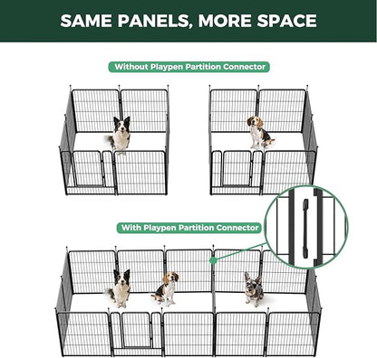 FXW Rollick Unleashed Dog Playpen for Indoor, Yard, RV Camping, 32 inch 16 Panels Dog Pen with Connectors (Pack of 2) for Small and Medium Dogs, Black│Patented