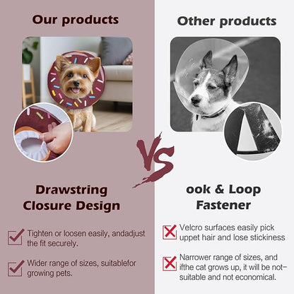 Comfortable Adjustable Soft Cone for Small Dogs and Cats, Washable Recovery Cone - Donut Brown, L
