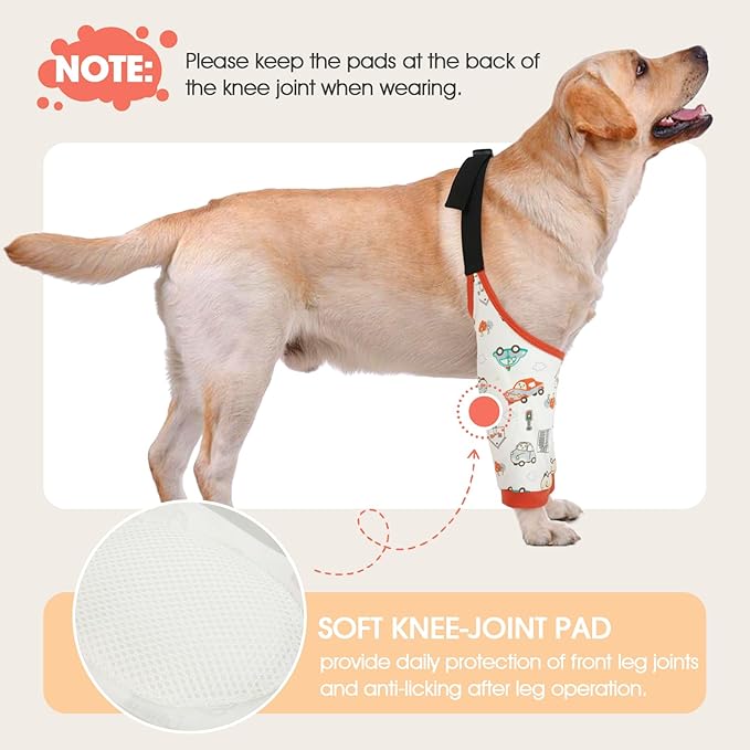 Dog Recovery Suit for Front Legs, Dog Recovery Sleeves After Surgery with Elastic Band, Soft Protective Elbow Braces for Medium Large Dogs, Cone Collar Alternative to Stop Licking Leg Wounds,Red,XL