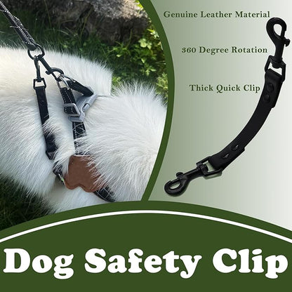 Dog Safety Clip for Prong Collar, Waterproof Leash Backup Clip Connector, Dual Clasps Rotating Buckle for Pinch Collar (2 Pcs)