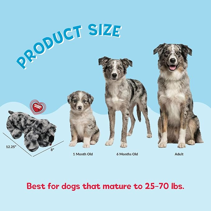 Snuggle Puppy Heartbeat Dog Toy for Puppies, Real-Feel Heartbeat, Calming Sleep Aid and Crate Training Comfort Toy with Heat Pack, Medium Breed Buddies Blue Merle (Australian Shepherd, Aussie)