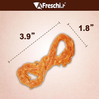 A Freschi srl Turkey Tendons for Dogs, USA-Sourced, Healthy Dog Treats, Rawhide-Free Puppy Chews, Long Lasting, All Natural, Hypoallergenic Dog Treats for Small Breeds, 40 Count Box Rope (S)