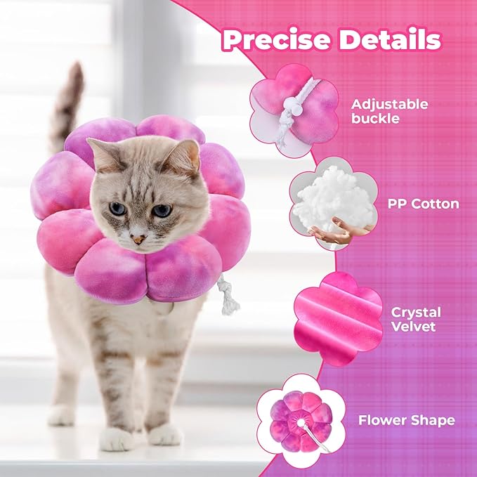 Adjustable Dog Cone Collar, Soft Dog Elizabethan Collar Recovery E Collar After Surgery, Recovery E-Collar for Kittens/Puppies and Cats Recovery (Rose Purple, M)