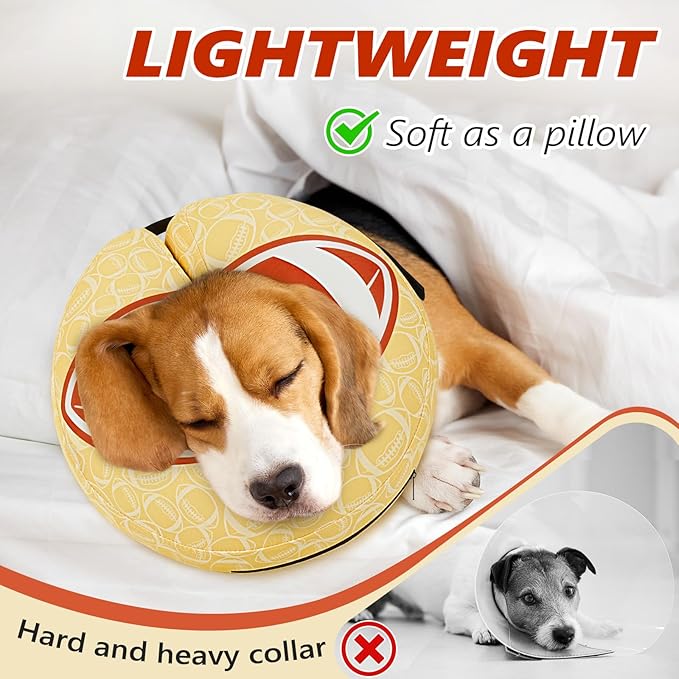 Inflatable Dog Cone Collar to Stop Licking, Soft Neck Donut Collar After Surgery, Adjustable Recovery Cone for Small Medium Large Dogs (Rugby,XL)