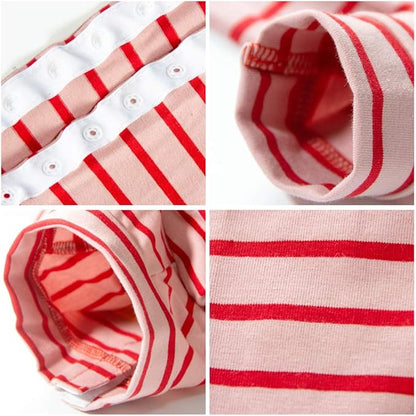 Dog’s Recovery Suit Post Surgery Shirt for Puppy, Full Coverage Dog's Bodysuit Wound Protective Surgical Clothes for Small and Medium Pets (red Pink Stripe-s)