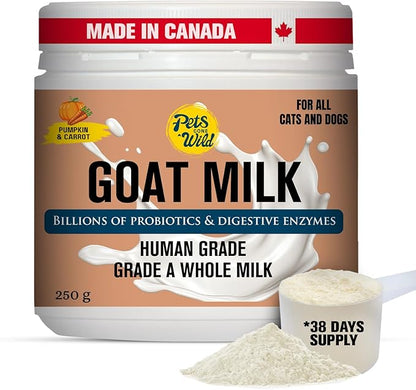 Pets Gone Wild | Goat Milk Powder with Pumpkin & Carrot | Non-GMO & Picky Eater Friendly | Nutrient-Dense Supplement for Daily Wellness & Hydration | 250 G