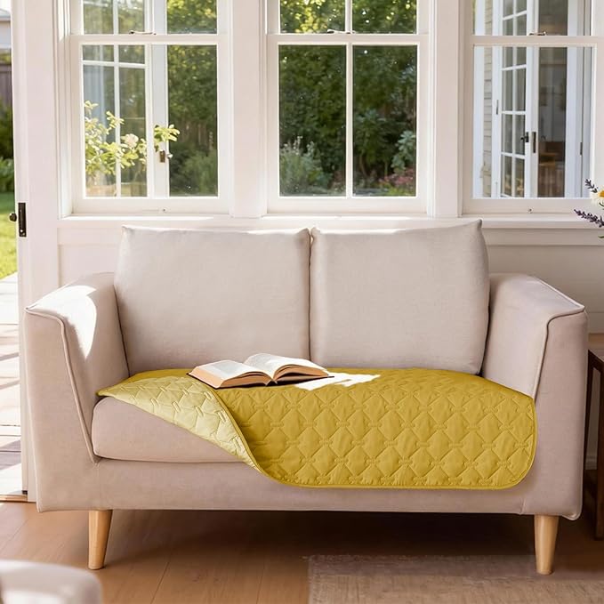 gogobunny 100% Double-Sided Waterproof Dog Bed Cover Pet Blanket Sofa Couch Furniture Protector for Puppy Large Dog Cat, Reversible (32x53 Inch (Pack of 1), Dark Yellow/Light Yellow)