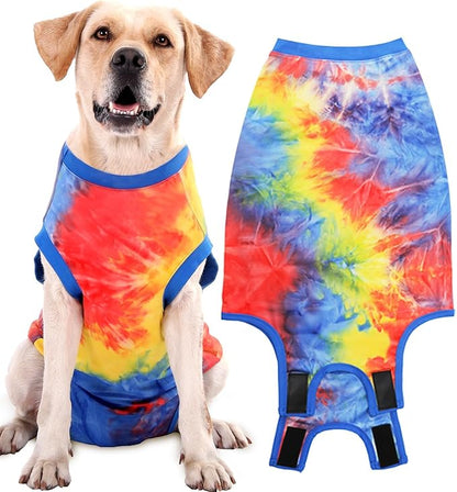 Dog Surgery Recovery Suit, Surgical Recovery Suit for Dog Male Neuter, Female Spay Shirt, Cone Alternative Pet Surgical Onesie Post Surgery Bodysuit (Tie-dye Blue, XXXL)