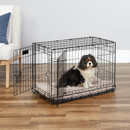 MidWest Homes for Pets 30-Inch iCrate for Medium Breeds, 21-40 lbs, Double Door Folding Dog Crate with Divider Panel, Leak-Proof Tray & Secure Latches, Portable, Durable & Easy to Assemble