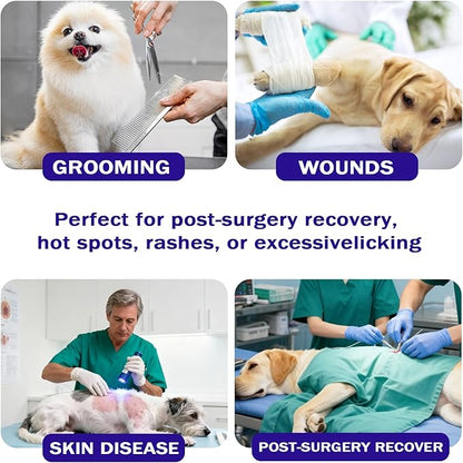 Soft Dog Cone for Dogs After Surgery, Breathable Pet Recovery Collar with Double-Layer Design (Green-Blue, L+)