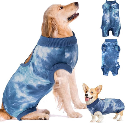 SlowTon Dog Recovery Suit - Surgery Recovery Suit for Female Male Dogs, Dog Onesie After Spay Abdominal Wounds, E-Collar Cone Alternative Prevent Licking Pet Surgical Suit(Blue,L)