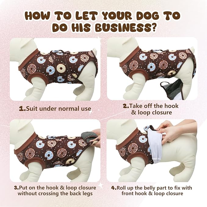 Dog Surgery Suit, Breathable Surgical Recovery Suit for Female Spay Male Neuter, Anti-Licking Surgical Recovery Suit for Abdominal Wounds Skin Disease, Brown, Medium