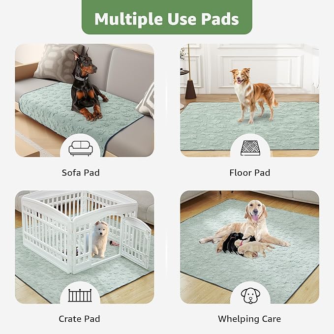 LOOBANI Washable Pee Pads for Dogs: 2 Pack Super Absorbent Reusable Puppy Pads, Leakproof and Waterproof Dog Training Pads Whelping Pads for Potty, Floor, Crate, Couch Bed and Travel, 36"x24"
