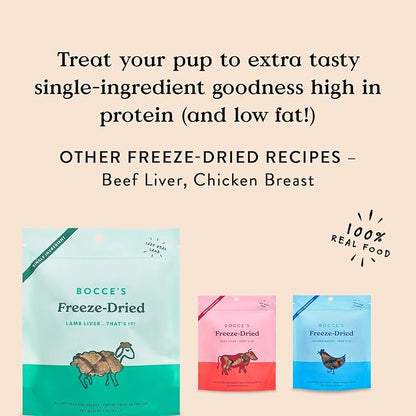 Bocce's Bakery Freeze Dried Lamb Liver Treats for Dogs - Natural, Freeze-Dried Treats Made with One Ingredient, Made in the USA, 3 oz