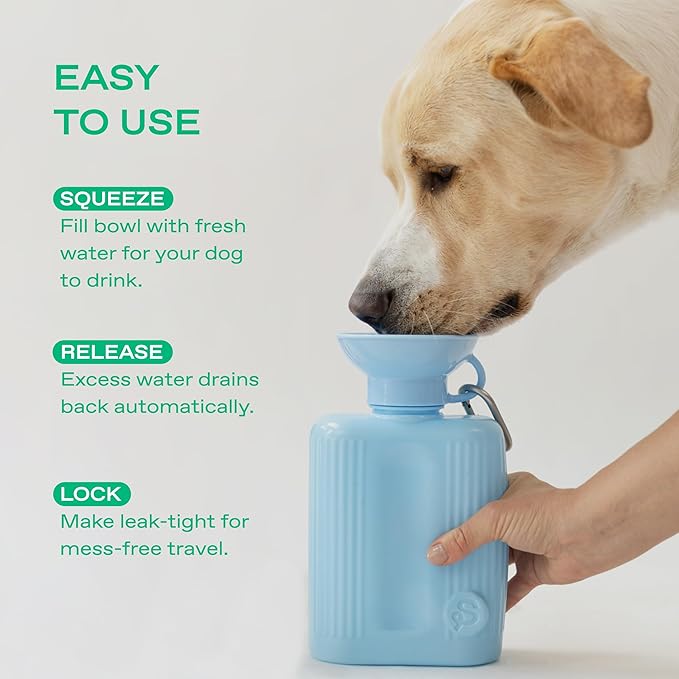 Springer Dog Water Bottle | Portable Travel Water Bottle Dispenser For Dogs - As Seen on Shark Tank | Patented, Leak-Proof Bottles Fill Bowl With Water - Ideal for Walking | BPA-Free 44oz Gray