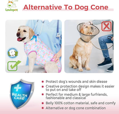 LovinPet Spay Suit for Female Dog: Surgical Suit for Male Dogs Female & Male Anti-Licking Protection Full Body Coverage for Anti-Shedding