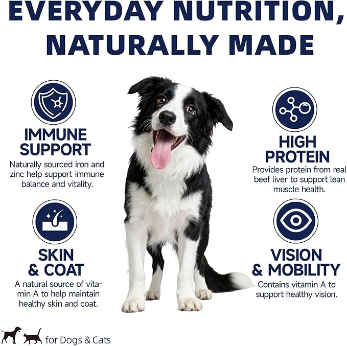 Freeze Dried Beef Liver Treats for Dogs & Cats, Single Ingredient Training Treats, Grain Free Raw Diet Meal Topper, 6.35 oz