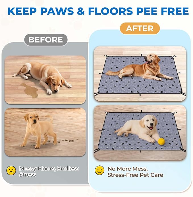 Fostanfly Washable Pee Pads for Dogs, 2 Pack 28''x34'' Large Ultra-Absorbent and Leak-Proof Non-Slip Reusable Potty Training Pads for Dogs, Puppy, Potty Buddy and Cats of Add 8 Lanyards