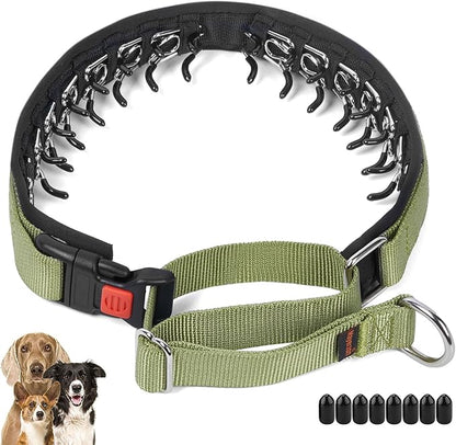 Mayerzon No Pull Dog Collar, Patented Martingale Collar for Small Medium Large Dogs with Buckle and Heavy Duty Nylon for Walking Training Hunting, Safe and Easy to Use(XL, Green)