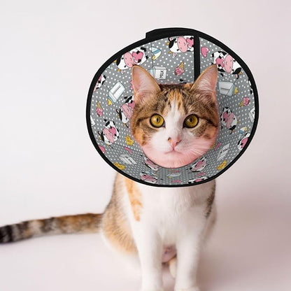Lightweight Dog Recovery Collar Cartoon Cow Character, Soft Dog Cone Alternative After Surgery, Breathable Elizabethan Collar for Large Medium Small Dogs, Prevent Licking