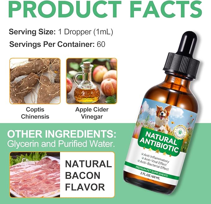 Antibiotics for Dogs, Natural Antibiotics for Dogs, Dog Multivitamin for Pets, Dog Antibiotics Helps Support a Healthy Immune System, 2 Fl Oz ﻿ ﻿ ﻿ ﻿