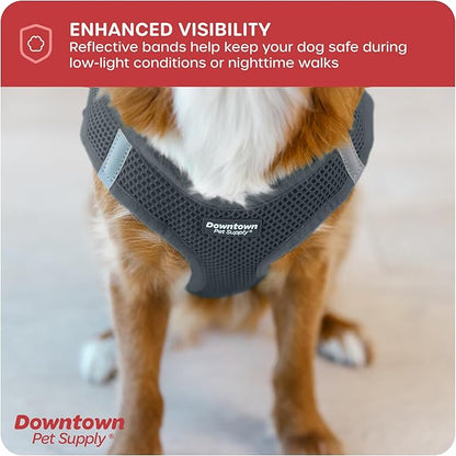 Downtown Pet Supply Step in Dog Harness No Pull, X-Large, Titanium - Adjustable Harness with Padded Mesh Fabric and Reflective Trim - Buckle Strap Harness for Dogs
