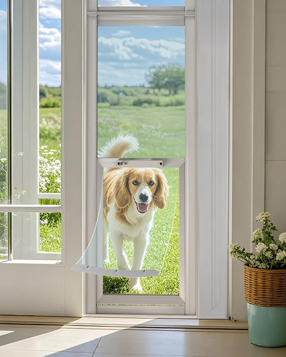 Dog Door for Sliding Glass Insert for Cat Doggie Doggy Pet Doors with Lock, Adjustable Height 86.61" to 92.52"