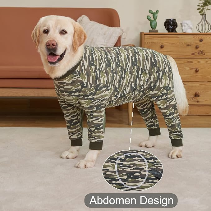 Yeapeeto Dog Onesie Surgery Recovery Suit for Large Medium Bodysuit Dogs Pajamas PJS Full Body for Shedding, Prevent Licking, Wound Protection, Cone Alternative (7XL, Camo)