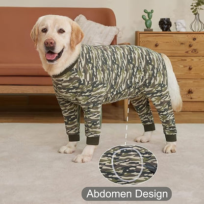 Yeapeeto Dog Onesie Surgery Recovery Suit for Large Medium Bodysuit Dogs Pajamas PJS Full Body for Shedding, Prevent Licking, Wound Protection, Cone Alternative (5XL, Camo)