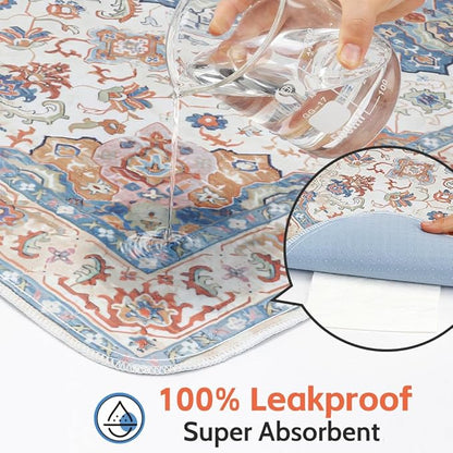 Washable Pee Pads for Dogs 2 Pack Reusable Puppy Training Pads 36"x36" Super Absorbent Waterproof Dog Training Pads, Non-Slip Potty Pads Whelping Pads Litter Mat Pet Supplies - Orange/Mix