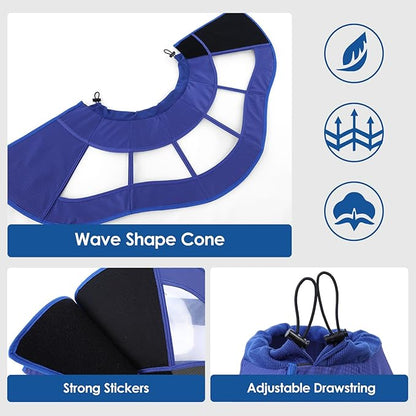 Dog Cone Collar Soft Adjustable Cone for Dogs to Stop Licking Dog Recovery E-Collar for Small Medium Large Dogs After Surgery Alternative(Blue, M)