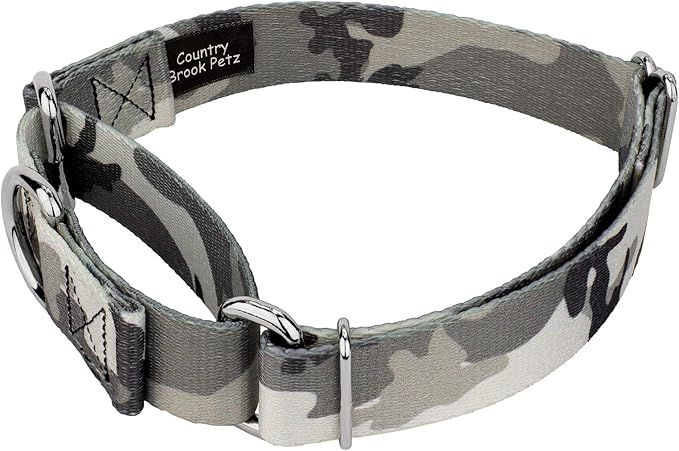 Country Brook Petz - Urban Camo Martingale Dog Collar and Leash - Camouflage Collection Featuring Rugged Designs (1 Inch, Large)