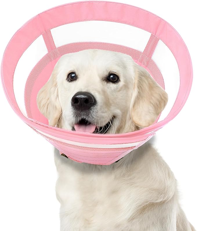 ASENKU Dog Cone Collar, Soft Adjustable Cone for Dogs to Stop Licking, Lightweight Recovery Dog Cone After Surgery, Pet E-Collar for Small, Medium & Large Dogs (Pink, XL)