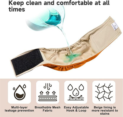 Male Dogs Diapers Belly Bands(4Pack), Washable Reusable Male Boy Doggy Wraps Panties for Doggie Puppy Pooping Potty Training Incontinence Marking Pañal para Perro Large