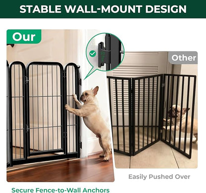 FXW Dog Gate Extra Wide Designed for Indoor Use, Adjustable Width Up to 69-inch Wide (24" H 3 Wire Panels for Puppies and Small Dogs), Black