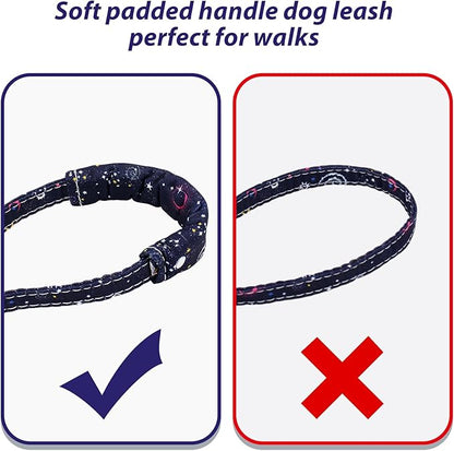 Dog Collar and Leash Set Adjustable Girls Puppy Floral Collars with Bow Tie for Small Medium Large Dogs(XS, Blue Planet)