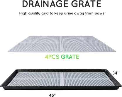 HQ4us Dog Pee Pad Holder Tray with Grate 45”×34”, Large Dog Litter Box Toilet, Puppy Pee Pad Holder, Less Mess, Dog Potty Indoor Outdoor for Balcony