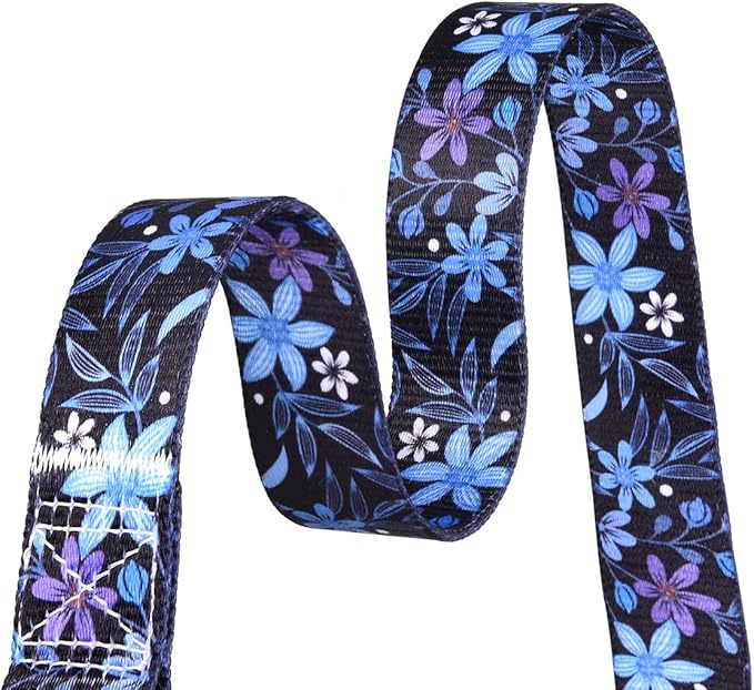 Mihqy Dog Collar and Leash Set with Bohemia Floral Tribal Geometric Patterns - Soft Ethnic Style Collar Adjustable for Small Medium Large Dogs(Blue Floral Set,L)