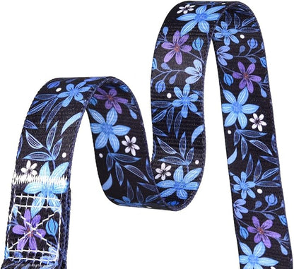 Mihqy Dog Collar and Leash Set with Bohemia Floral Tribal Geometric Patterns - Soft Ethnic Style Collar Adjustable for Small Medium Large Dogs(Blue Floral Set,M)