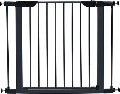 MidWest Homes for Pets 29-Inch High Walk-Thru Pressure Mounted Steel Dog Gate, Expands to 38 Inches Wide, Includes 3-inch Extensions, Textured Graphite