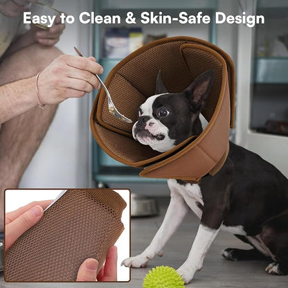 Queenmore Dog Cones for Large Dogs,Soft Dog Cone Stop Licking After Surgery, Adjustable Pet E-Collar Alternative for Wound Healing,Coffee,X-Large